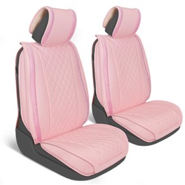 CrystalClear Pink Car Seat Covers - Luxurious Vegan Leather with Bling Crystals, Premium Automotive Seat Covers for Front Seats of SUVs and Cars