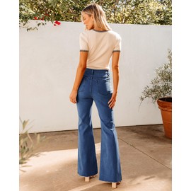 GRAPENT High Waisted Jeans for Women High Rise Jeans for Women Trouser Jeans for Women Women Jeans Stretchy Raw Hem Jeans Women Womens Trouser Jeans Color Darkness Blue Large Size 12 Size 14