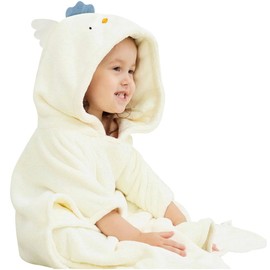 Bebamour Baby Hooded Towels Wearable Hooded Towel for Boys Girls Absorbent Hooded Towel for Toddlers, 25 x 25 Inches, 0-6 Year Old, Beige Chicken