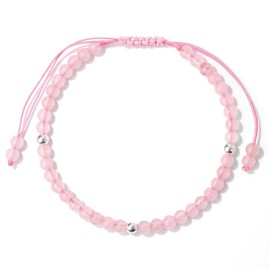 Decixde Rose Quartz Bracelets for Women 4mm Adjustable Rose Quartz Bracelet Healing Gemstone Bracelets Natural Stone Crystal Bracelet Yoga Healing Power Energy Gifts (Pink)