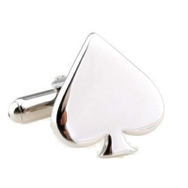 MRCUFF Spade Spades Playing Cards Poker Pair Cufflinks in a Presentation Gift Box & Polishing Cloth