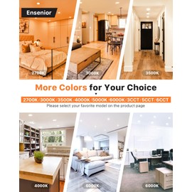 Ensenior 4 Pack 6 Inch Ultra-Thin LED Recessed Ceiling Light with Junction Box, 2700K/3000K/3500K/4000K/5000K Selectable, 12W 110W Eqv, Dimmable, 1050LM High Brightness - ETL and Energy Star Certified