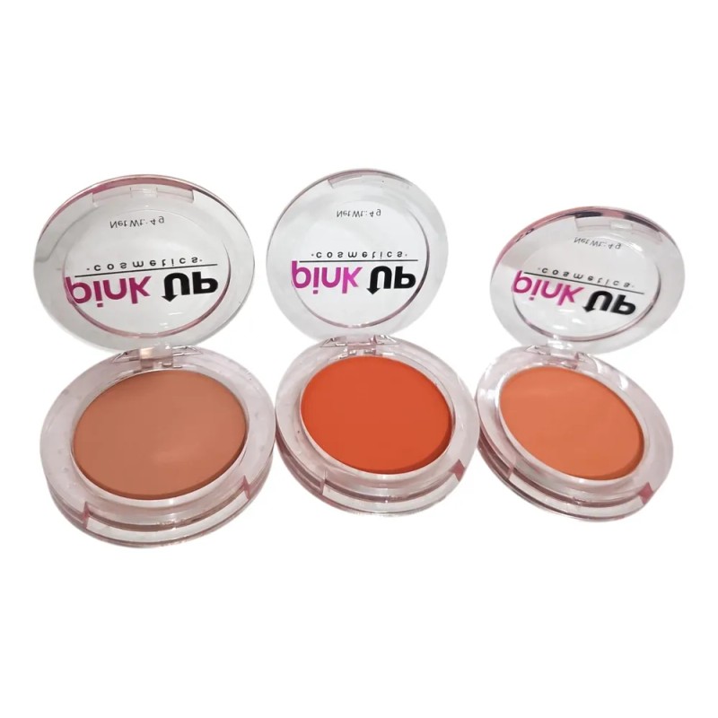 Rubor Trio Pink Up Cosmetics En Polvo Compacto Apricot Soft