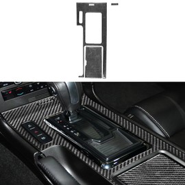 NVCNX Real Premium Carbon Fiber Compatible with Ford Mustang GT Shelby 2010-2014 2011 2012 2013 Car Center Console Gear Shift Box Panel Cup Holder Cover Sticker Interior Trim Kit Accessories Black