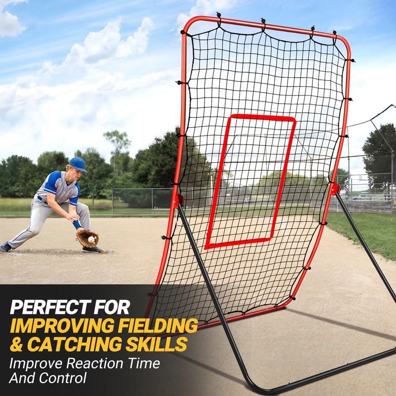 PLAYAPUT Baseball Rebounder & Pitchback Net, 5 Angle Adjustable