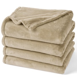 PHF Ultra Soft Fleece Blanket Twin Size, No Shed No Pilling Luxury Plush Cozy 300GSM Lightweight Twin XL Blanket for Bed, Couch, Chair, Sofa Suitable for All Season, 76" x 90", Khaki