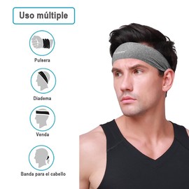 Scott Edward Diademas Deportivas para La Cabeza, 4PCS Banda para Cabello Hombre, Diademas de Cabello Absorbe El Sudor, Transpirable, Antideslizante(Grey Blue Black)