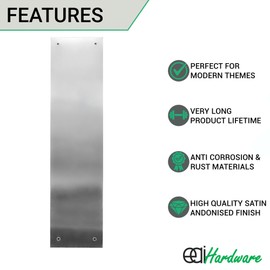 EAI Door Finger Plate | Satin Anodised Aluminium | 305 x 76mm | Rust Resistant