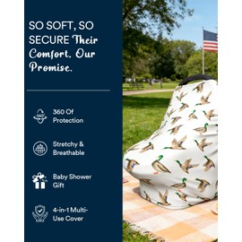 Duck Car Seat Cover & Canopy - Universal Multi-Use Baby Car Seat and Stroller Cover, Breathable Breastfeeding & Nursing Canopy, Newborn Infant Carrier Cover, Baby Shower Gift for Boys and Girls