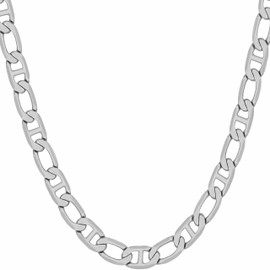 LIFETIME JEWELRY Beveled Italian Figaro Chain for Men & Women 24k Real Gold Plated Gold Necklace 16 to 36 Inch (20 inches, 5.5mm, White Gold)