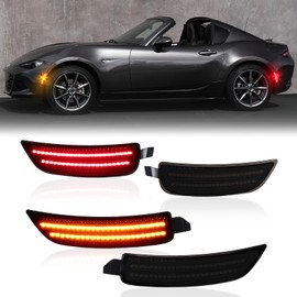 DERMOKA LED Side Marker Lights Front Rear Bumper Parking Signal Lamp Reflectors for 2016-2023 Mazda MX-5 Miata ND, 4PCS Smoked Len