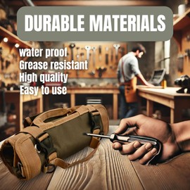N NELIT Heavy Duty Roll-Up Tool Bag with 2 Detachable Pouches – Portable Tool Roll Organizer for Mechanics, Handymen, DIY Enthusiasts – Water-Resistant Fabric, Compact Design