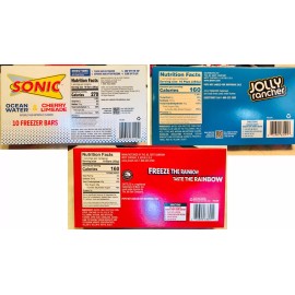 Jolly Ranch - Skittles - Sonic 30 SONIC JOLLY RANCHER SKITTLES Freeze Pop Bar 9 Fruit Flavor OceanWater Limeade