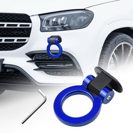 ZNDAW Tow Hook Kit, Front Rear Bumper Trailer Ring Eye Hook Decoration Hitch Sticker, Universal Auto Exterior Ring Shaped Towing Hooks for Car Truck SUV RV, Car Accessories (Blue)