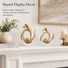 White and Gold Abstract Ceramic Sculpture Set of 2, Modern