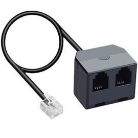 RJ11 1 to 2 Phone Line Splitter 6P4C Plugs Four Core Adapter with 4.8inch Cable for Telephone Fax Machine (1)