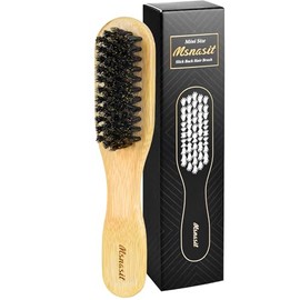 Cepillo de pelo liso de bambú, cerdas de jabalí alisando el cabello, antiencrespamiento, control de bordes, cepillo de bambú para todo tipo de peinado