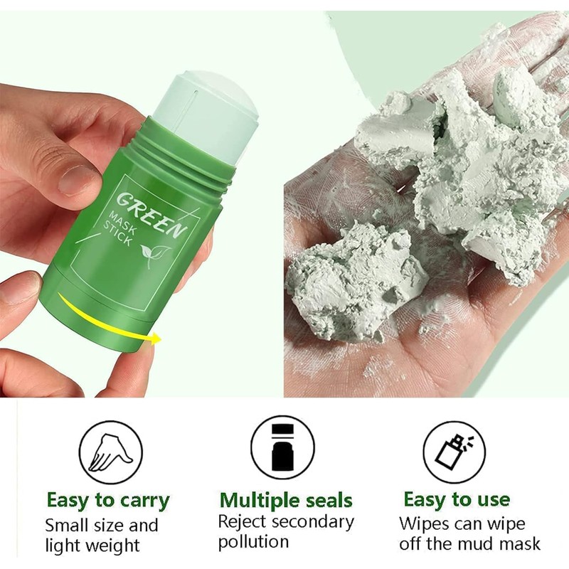 2 Stück Green Mask Stick,Green Tea Deep Cleanse Mask,Tiefenreinigende Gesichtsmaske