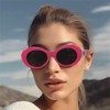 FEISEDY Retro Oval Sunglasses Women Mens 90s Vintage Small Round