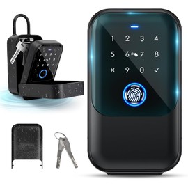 Quintin Smart Lock Box Key for Outside Keys with Code Security Lock Boxes Bluetooth Fingerprint Wi-Fi Connected Touchscreen APP Control Fingerprint Scanner Code Entry for Outdoor (Black)