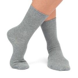 Women's Comfort Socks (6 Pairs) Wide Waistband without Rubber High-Quality Cotton No Cutting Wide Comfort Waistband Low Pressure Seams, Robust and Dimensionally Stable, gray