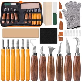Wood Carving Tool Set, 30 in 1 Wood Carving Kits, Notch Carving Tool Set Includes 12 Pieces Carving Tool and Basswood Blocks, Woodworking Kit for Beginners and Professionals