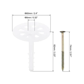 PATIKIL 82mm Perforated Insulation Pins, 50 Pack Insulating Nails Wall Plug Plastic Expansion Bolt for Fixing Foam Boards to Masonry Wall or Ceiling