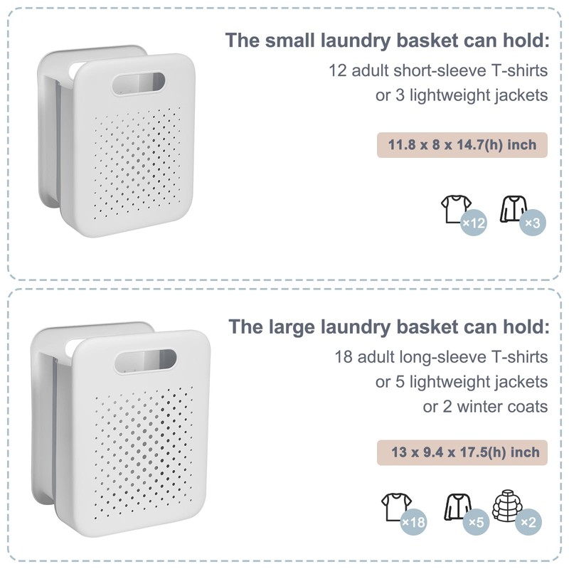 Goderewild Large Collapsible Laundry Basket, Space-Saving Wall-Mounted Hamper Organizer for