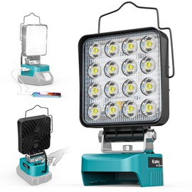 LED Work Light for Makita Battery: Flood Lights with USB & Type-C Charging - 60W 6000LM Cordless 18v Tools Battery Powered Portable Work Light for Job Site & Security Lighting,Garage,Outdoor Project
