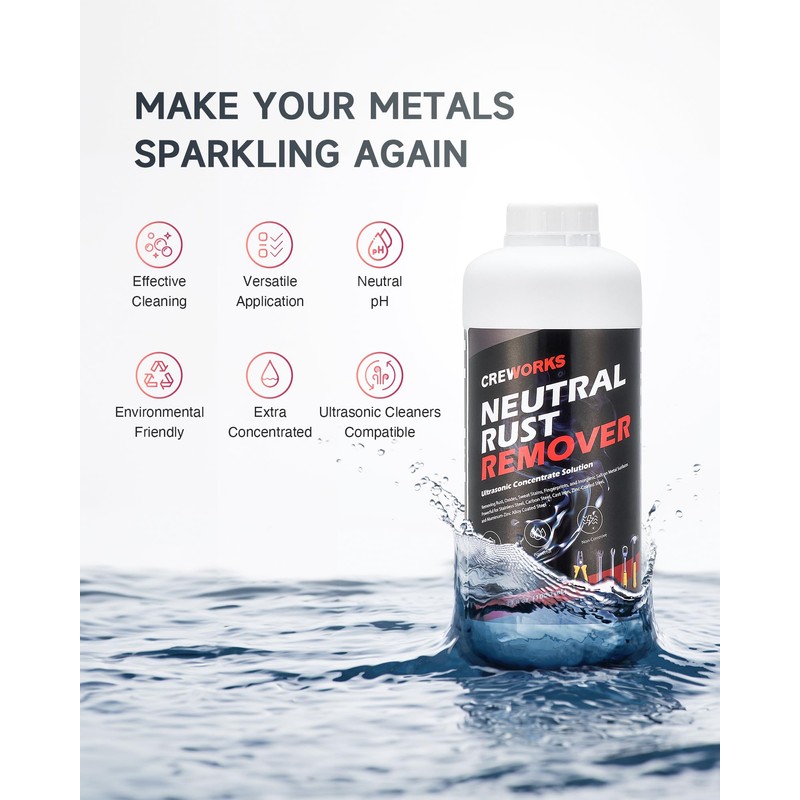 CREWORKS Heavy Duty Rust Remover, 34 fl oz Rust Dissolving