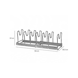Innoteck Essentials Pans Organiser Rack with 7 Dividers - Adjustable Kitchen Drawer Pantry Cupboard Lid Plate Holder - Perfect For Pots, Pans, Chopping Board, Baking Trays, Matt Black - 30 x 18 x 18cm
