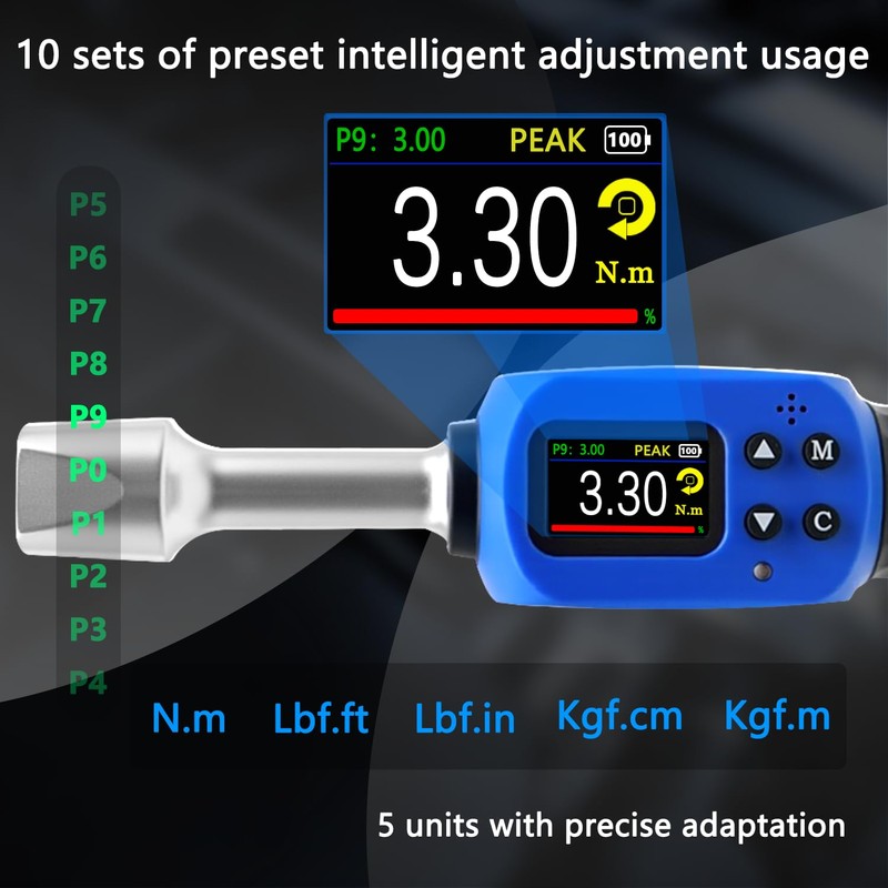 Adjustable Digital Torque Wrench, Hvac Torque Wrench 5-99.6Ft-lbs/6.8-135Nm