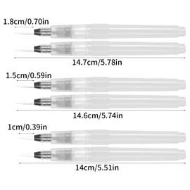 6 Pieces Watercolour Brush, Watercolour Brush Pen with Fillable Water Tank, Water Brush Pens Brush Set for Watercolour Paints Art and Drawing (Various Tips)