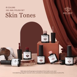 modelones modelones Gel Nail Polish Kit -6 Colors Spring Nude Pink Gel Polish Set Skin Tones Neutral Brown Soak Off Gel Nail Kit Manicure DIY Nail Art Salon Home Gift