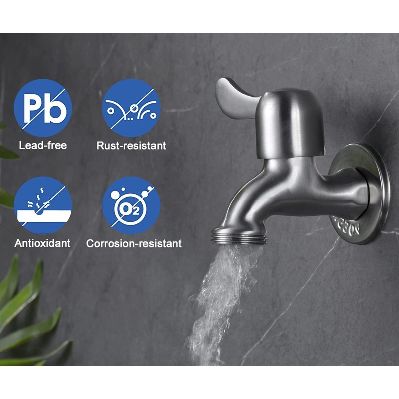 ESOW Outdoor Water Faucet SUS304 Lead- Free, Solid Irrigation Hose