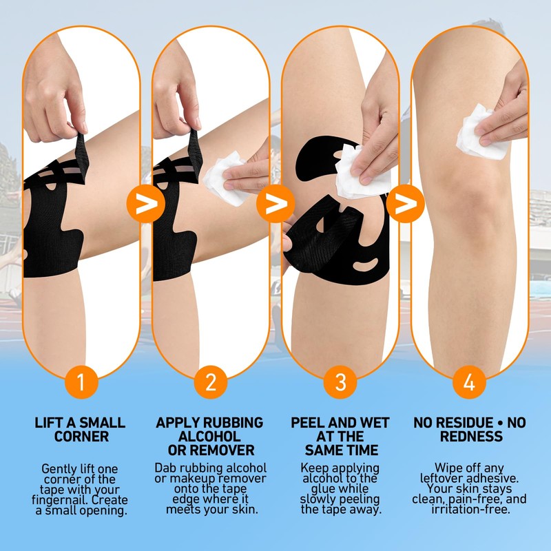 Precut Kinesiology Tape for Knees, 24 PCS, 20% Stronger Adhesive