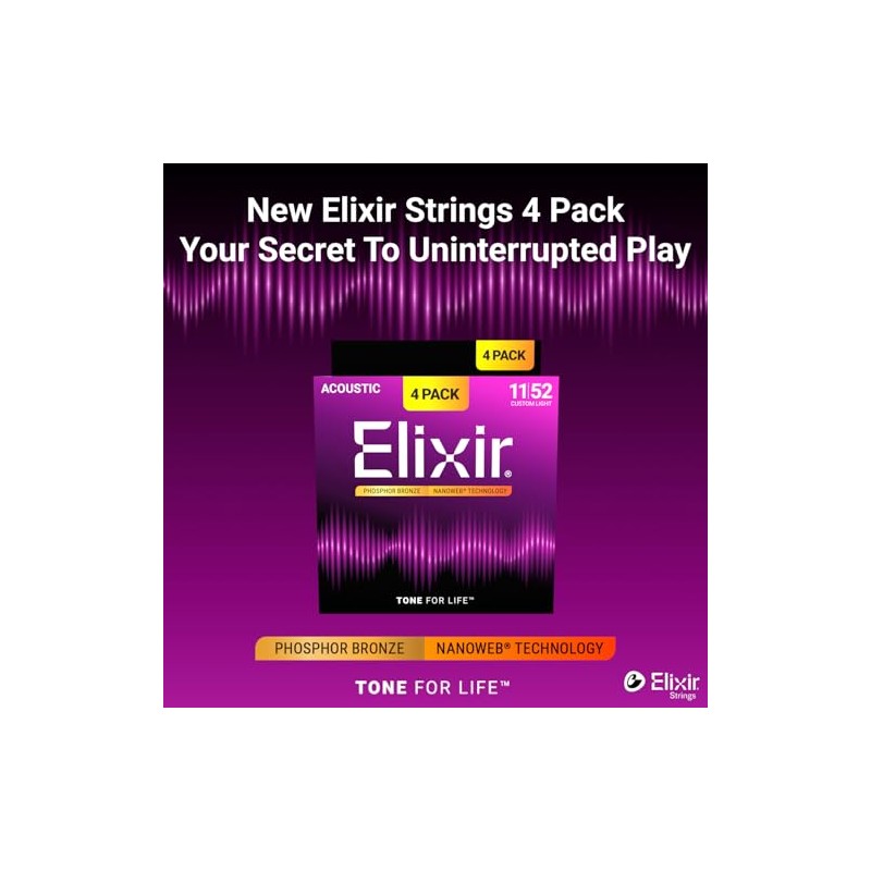 Elixir Cuerdas Strings de bronce fosforado para guitarra acústica con
