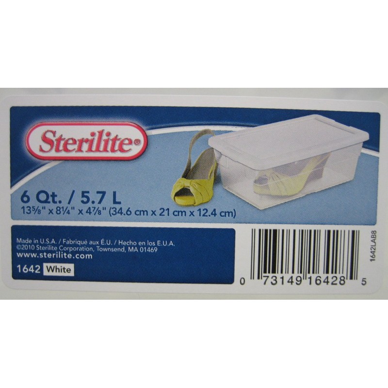 STERILITE 6 Qt Storage Box, Stackable Bin with Lid, Plastic