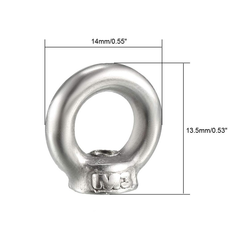 sourcing map Pack of 5 Ring Nuts M3 Internal Thread