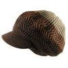 Knitted Cotton Rasta Slouchy Beanie Visor, Khaki/Brown/Dark Brown, One Size-X-Large