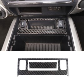 Fgtagtal Soft Carbon Fiber Center Console Seat Heating Button Switch Trim Sticker Fit for Nissan Titan 2016-2023, Console Heating Button Panel Trim Cover Accessories, 2PCS (Black)