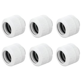 Dracaena.io 6 Pack G1/4" Thread to 16mm Outer Diameter, Hard Tubing Compression Fitting with high Body Design for Computer Water Cooling System, White