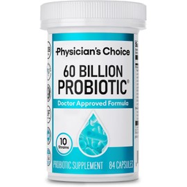 Physician's CHOICE Probiotics 60 Billion CFU - 10 Strains + Organic Prebiotics - Immune, Digestive & Gut Health - Supports Occasional Constipation, Diarrhea, Gas & Bloating - for Women & Men - 84ct