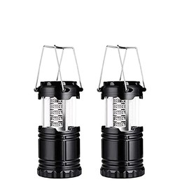 MEETOZ LED Camping Lantern, 2Pcs Portable Camping Lantern, Collapsible Brightness Adjustable LED Camping Light for Power Outages, Home Emergency, Camping, Hiking, Hurricane - Black
