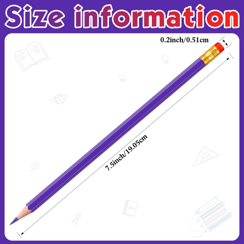 Zhanmai 24 Pieces Purple Pencils with Eraser Pre-sharpened Erasable Checking