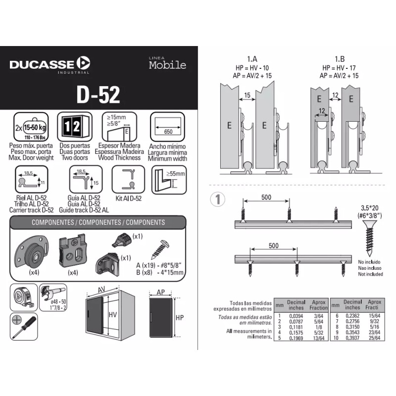 DUCASSE D 52 Floor Sliding System for Closet