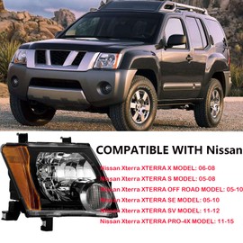 ATOMTEC Headlights Headlamps Assembly Fit For Nissan Xterra 2005-2015 Headlights Headlamp Assembly Black Housing Amber Reflector Driver And Passnger Side Direct Replacement 26060EA025 26010EA025