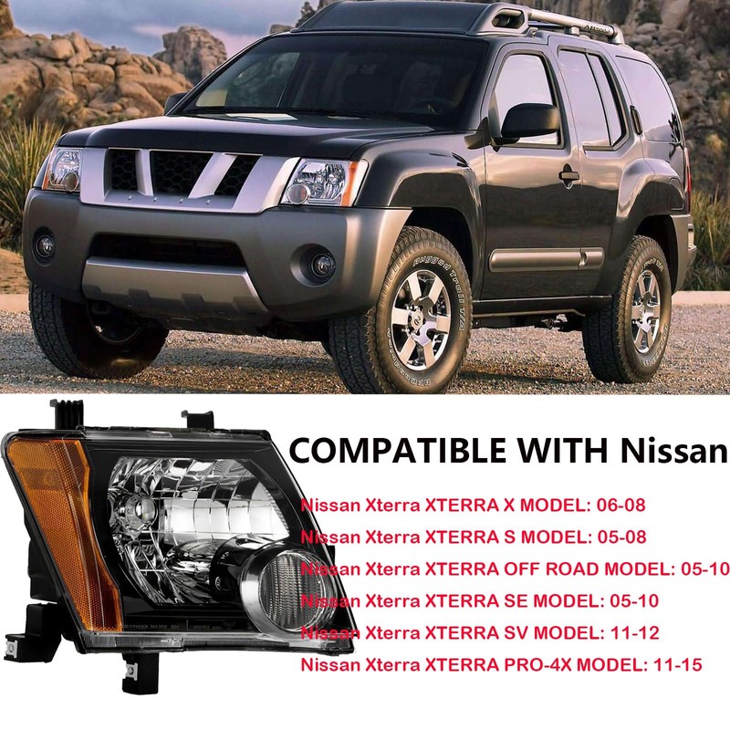 ATOMTEC Headlights Headlamps Assembly Fit For Nissan Xterra 2005-2015 Headlights