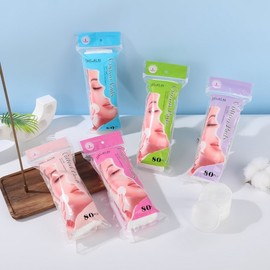 Toner Pad & Makeup Remover Cotton Rounds (80 Count) - Disposable Double-Sided Skincare Pads, Pink Package (Mixed) 5 Colors 10ea