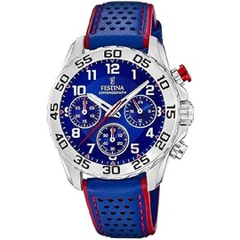 Festina Boys' Chronograph Quartz Watch with Leather Strap F20458/2, Blue, Bracelet